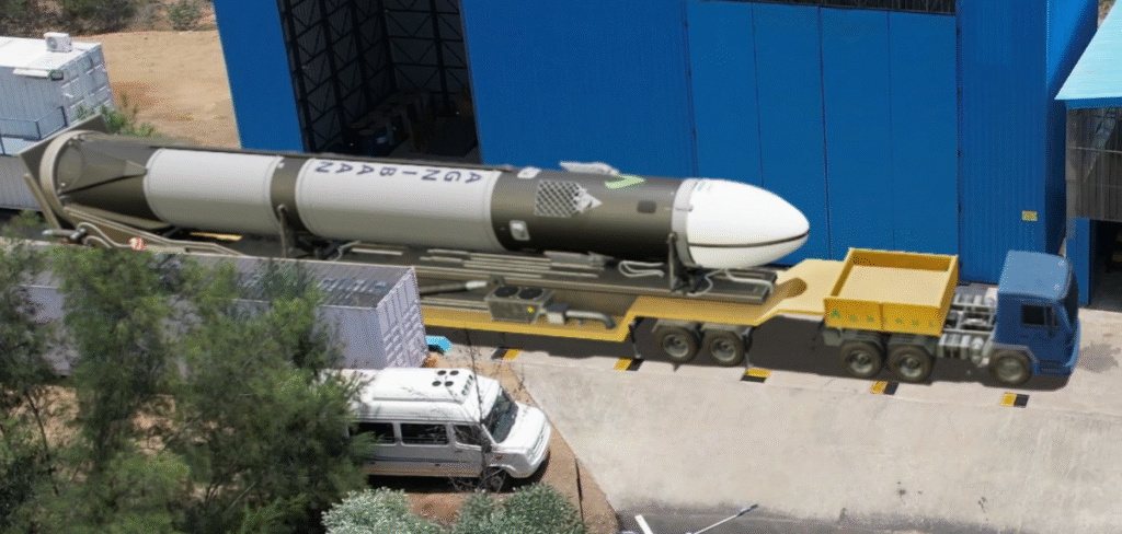 Agnibaan rocket on truck